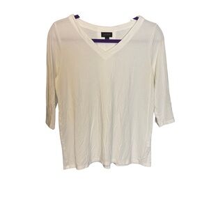J. Jill Cream V-Neck Long Sleeve Top